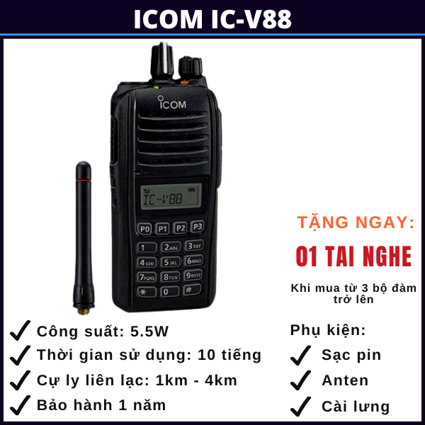 bộ đàm icom IC-V88 hà nội bo-dam-Icom-IC-v88-ha-noi